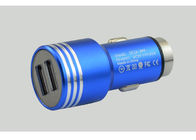 Голубой двойной заряжатель 5V 3100mA автомобиля Iphone порта USB Retractable с металлической раковиной