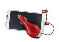 Кабель USB двойного Micro заряжателя автомобиля мобильных телефонов высокой эффективности Retractable
